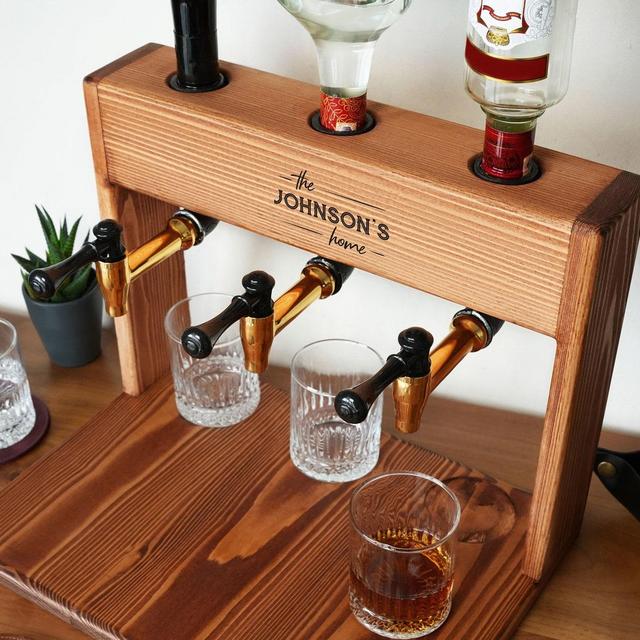 Wedding Gift Personalized Wooden Whiskey Decanter, Liquor Dispenser, Engagement Gift, Newlywed Gift, Couple First Christmas Gift Idea