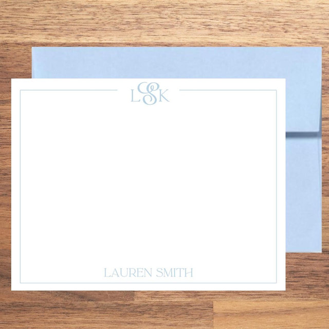 Personalized Monogram Stationary Women Flat Notecard Set Colorful Girl Stationery Simple Note Cards Matching Envelopes Woman Christmas Gifts