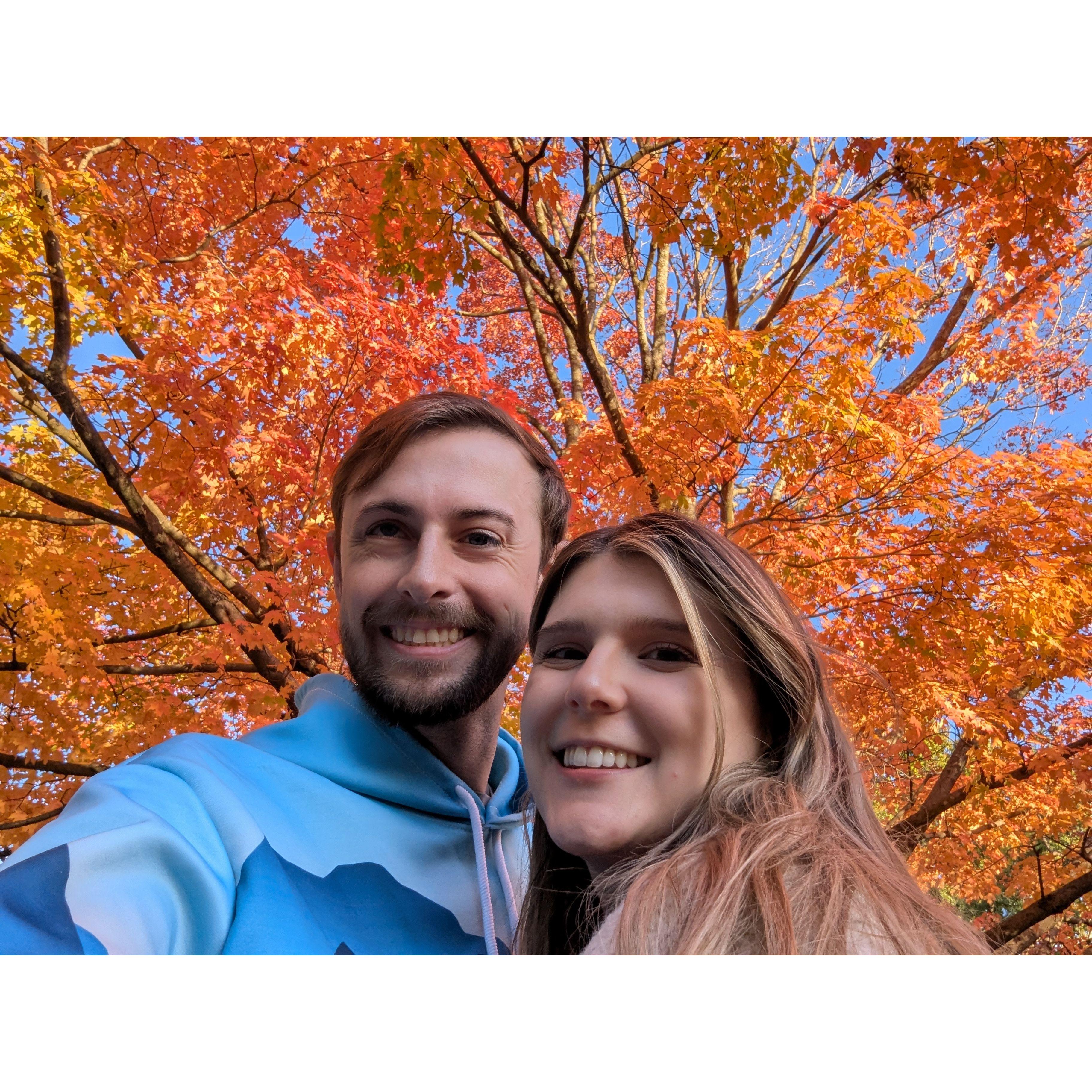 Going on a walk together in the fall