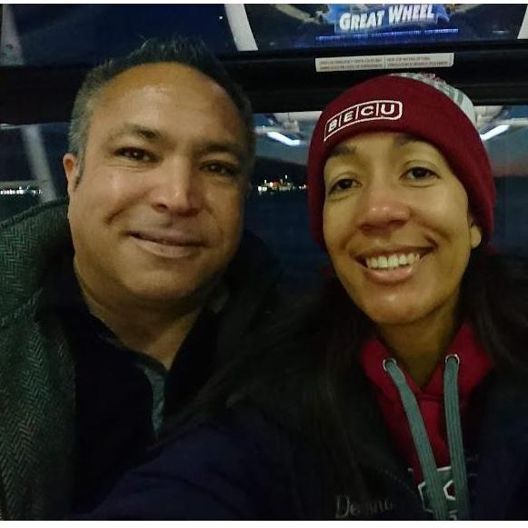 Josh loves to get me outside of my comfort zone to experience new things, I hate heights and this is the giant wheel on the waterfront.