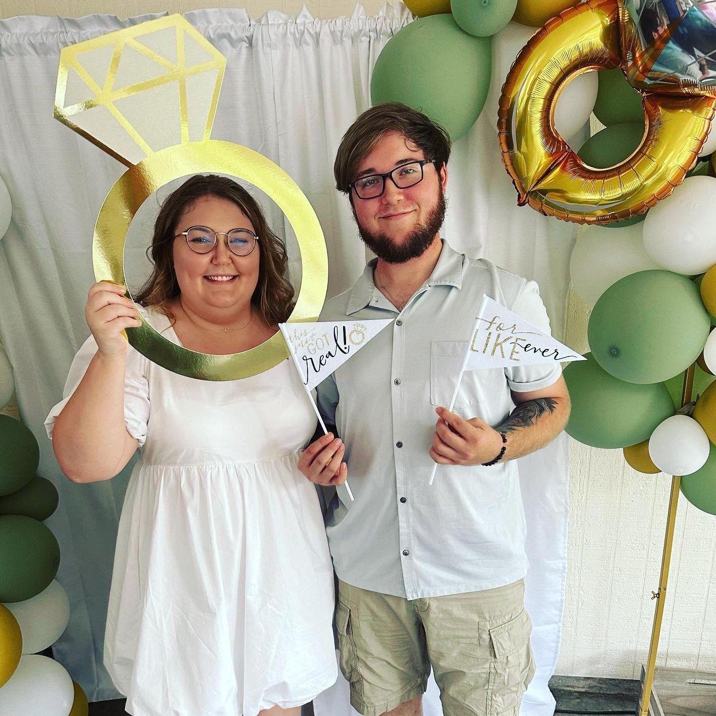 Engagement Party 8.19.23! Ari's Parent's House in Watson, LA. We loved goofing off with the photo props!