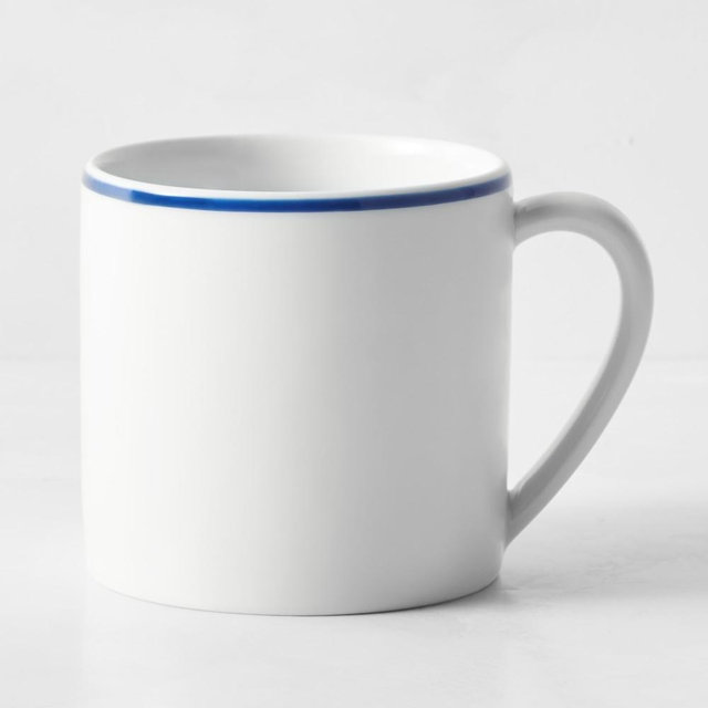 Apilco Tradition Porcelain Blue-Banded Mugs, Set of 8
