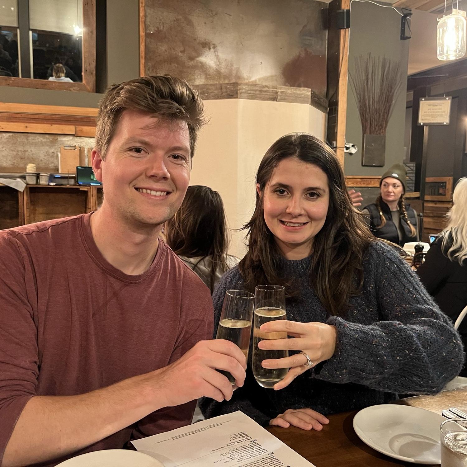 First Prosecco as an engaged couple. Definitely not the last.