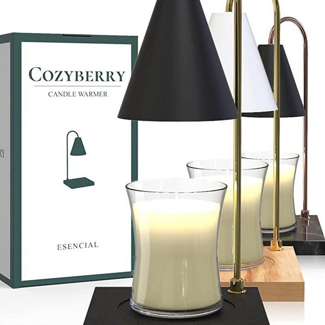 CozyBerry Candle Warmer Lamp, Compatible with Yankee Candle Large Jar Candle, Candle Lamp, Dimmable Lamp Style Candle Melter for Scented Candle, Wax Melt, Small & Large Size Jar Candles (Wood Black)