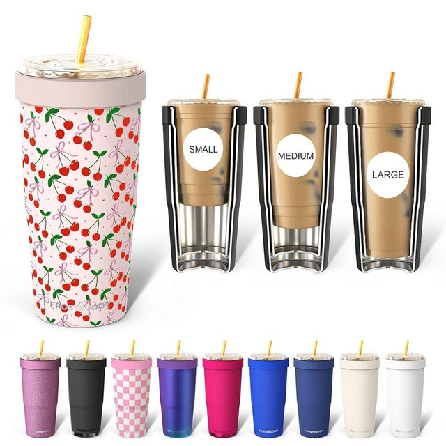 Frost Buddy Togo Buddy | 30 oz Stainless Steel Vacuum Insulated Tumbler | To Go Coffee Cup – Coffee Cups, Iced Coffee Sleeve, Travel Mug, Thermal Cup for Hot & Cold Drinks, Dunkin Cup (Cherry Crush)