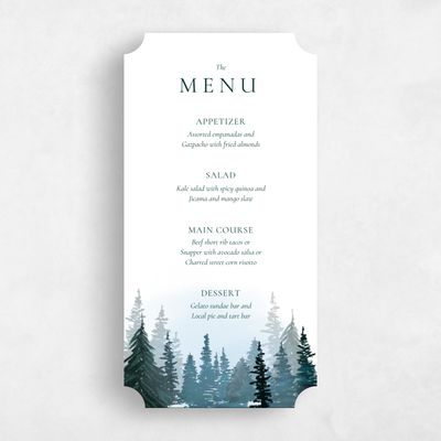 Blue Ticket Wedding Menu - Bridlewood
