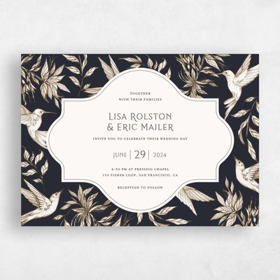 Black Floral Wedding Invitation - Brenton Landscape
