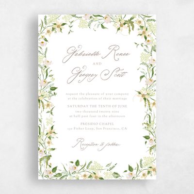 White Wedding Invitation - Erica Border