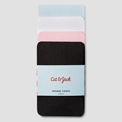 6-12M 3pk Solid Opaque Tights - Cat & Jack™ - Black/White/Pink