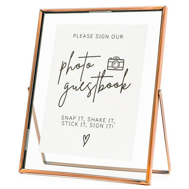 Calculs Please Sign Our Guest Book Sign For Wedding Photo Guest Book Sign Copper Floating Picture Frame Wedding Signs Place Card/Menu Holder 10”x8” Please Sign