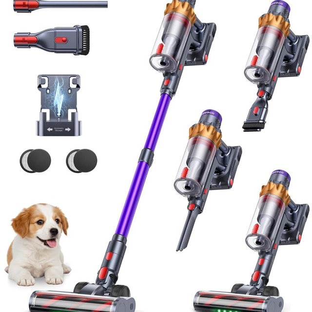ozeeco Cordless Vacuum Cleaner, 70Mins 650W 55KPA Vacuum Cleaners for Home, Self-Standing Stick Vacuum with Auto Mode, Anti-Tangle Wireless Vacumm, Scented, Vacuum Cordless for Pet Hair/Carpet/Floor