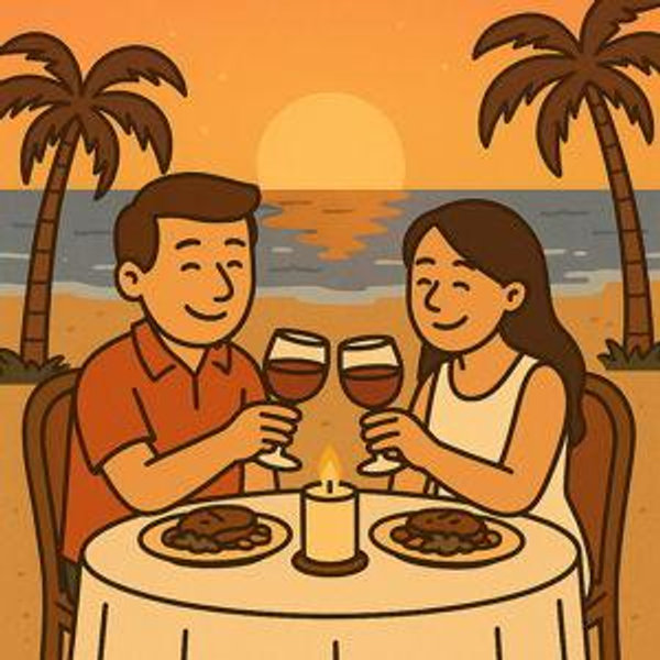 Romantic dinner by the beach
