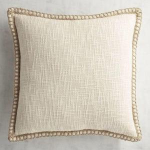 Chunky Jute Trimmed White Pillow