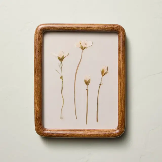8"x10" Pressed White Flowers Framed Wall Art - Hearth & Hand™ with Magnolia