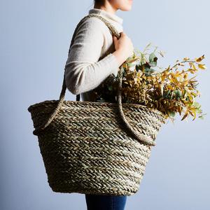 Seagrass Market Tote with Linen Liner