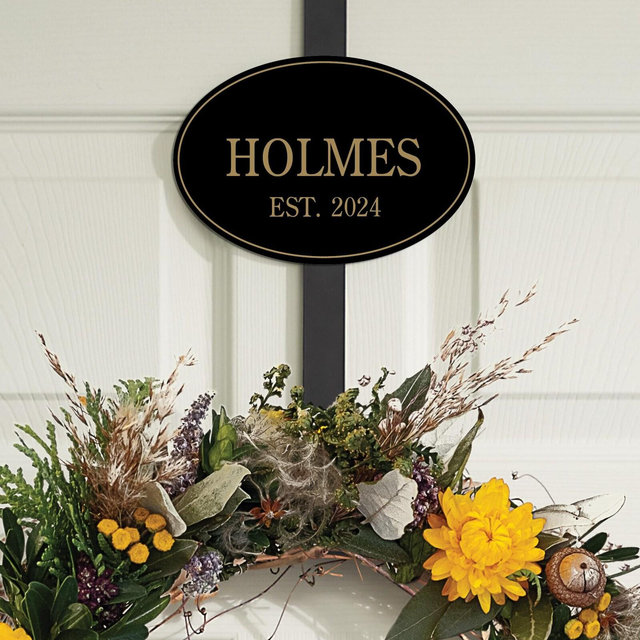 Wreath Door Hanger with Personalized Name Outdoor Door Hanger