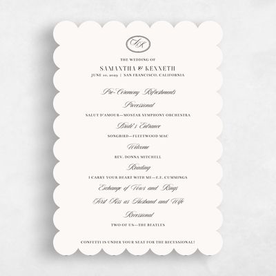 Beige Scalloped Wedding Program - Cillian