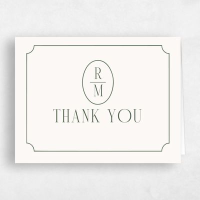 Dark Olive, Beige Wedding Thank You - Idalia Landscape
