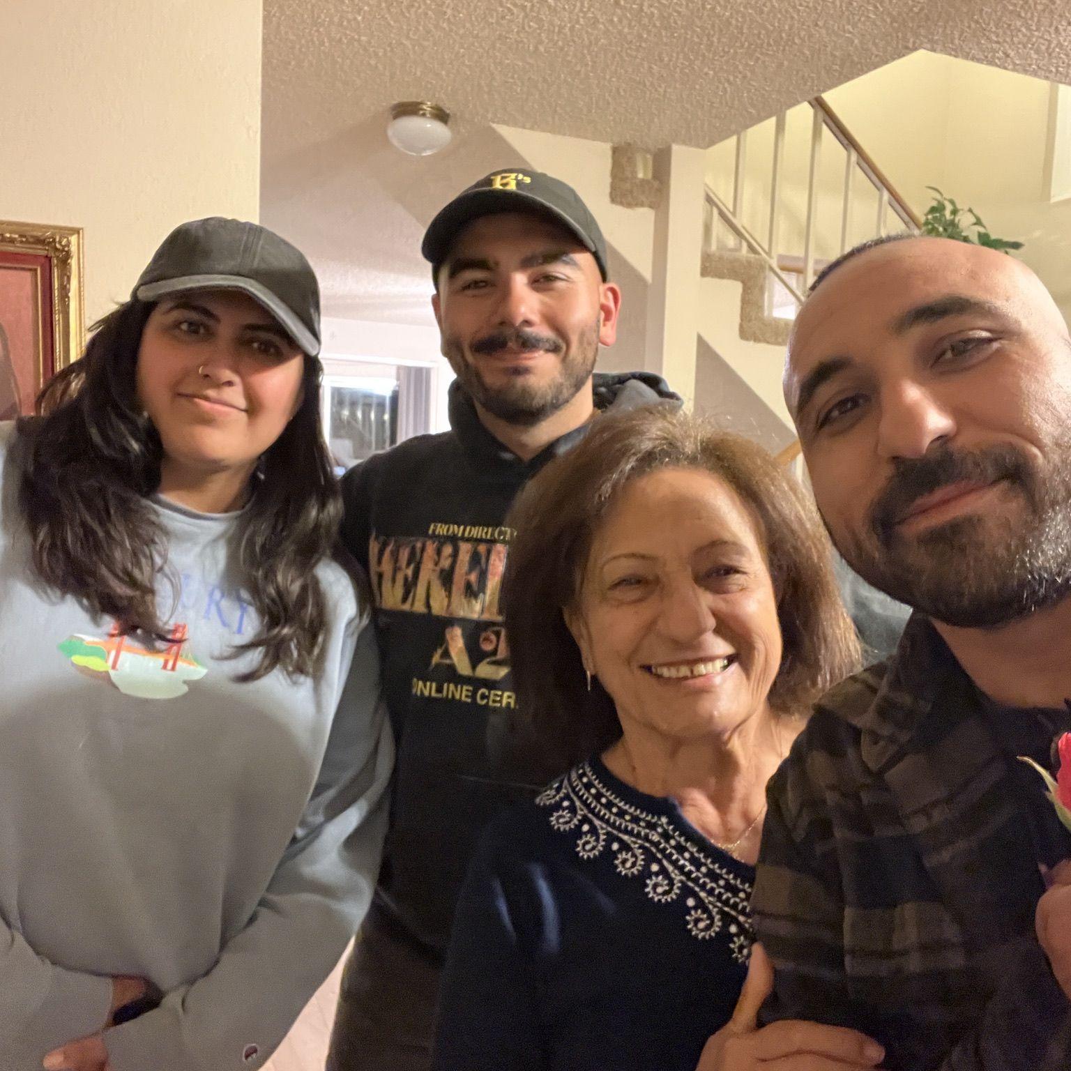 Surprise visiting Mena's mom with Patrick's BFF on our way to a self-guided trash art tour and camping trip in the Southern California desert.