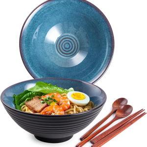 Ceramic Japanese Ramen Bowl Set - Starry Blue