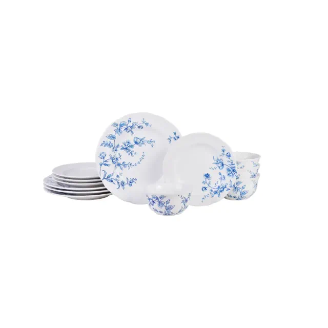 222 Fifth 12pc Bellamy Dinnerware Set Blue