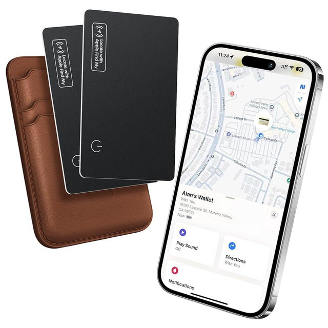 Ultra Slim Air Card Tag: 2025 Wallet Smart Tracker Card - Compatible with Apple Find My Wallets Finder Tracking Cards Tags, Keep Track Item Locator of Luggage, Passport, Purse, Backpack (2 Pack Black)