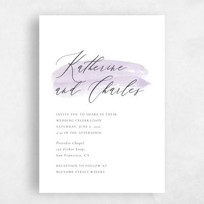 Purple Wedding Invitation - Violin Stroke