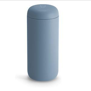 Fellow Carter Move Travel Mug - Vacuum-Insulated Stainless Steel Coffee and Tea Tumbler with Ceramic Interior and Splash Guard, 16 oz Cup - Hazy Blue