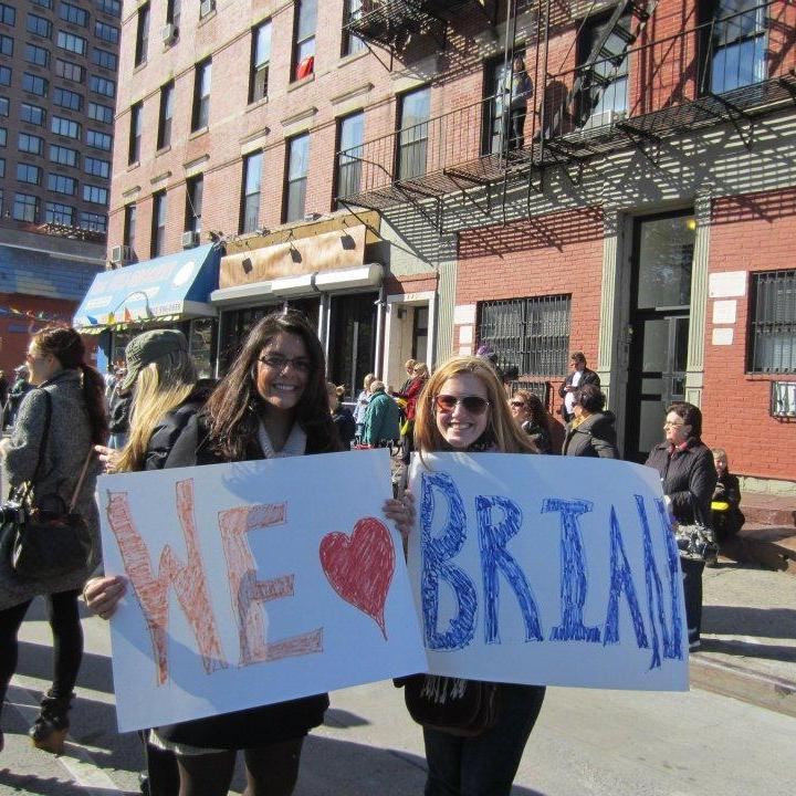 Cheering Brian on at the NYC Marathon, November 2011.
