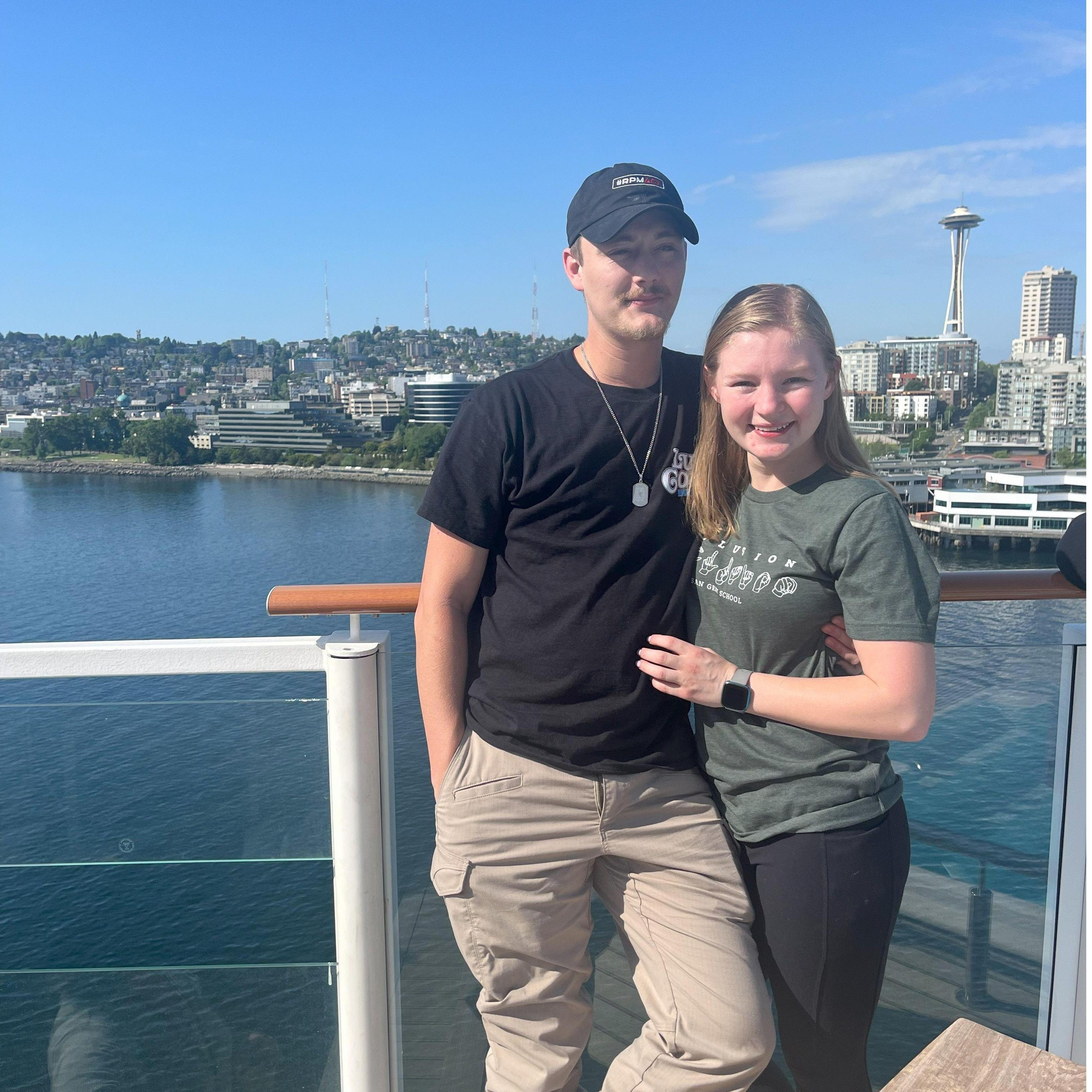 The first day of our cruise to Alaska, by the Seattle Space Needle.