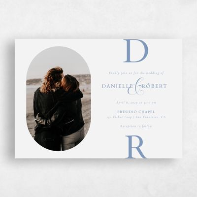 Denim Blue Wedding Invitation - Damon Photo