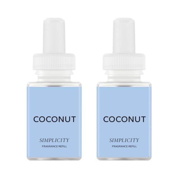 Pura and Simplicity - Smart Home Air Diffuser Fragrance - Home Scent Refill - up to 120-Hours of Premium Fragrance per Vial - Clean & Safe Diffuser Fragrance - Coconut - 2 Pack