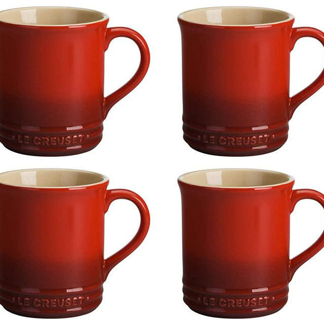 Le Creuset Stoneware Set of 4 Mugs, 14 oz. each, Cerise