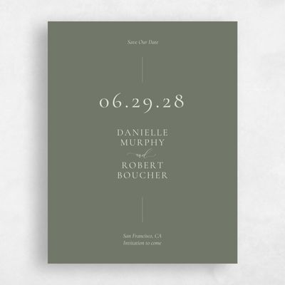 Dark Sage, Green Wedding Save the Date - Barnell Portrait
