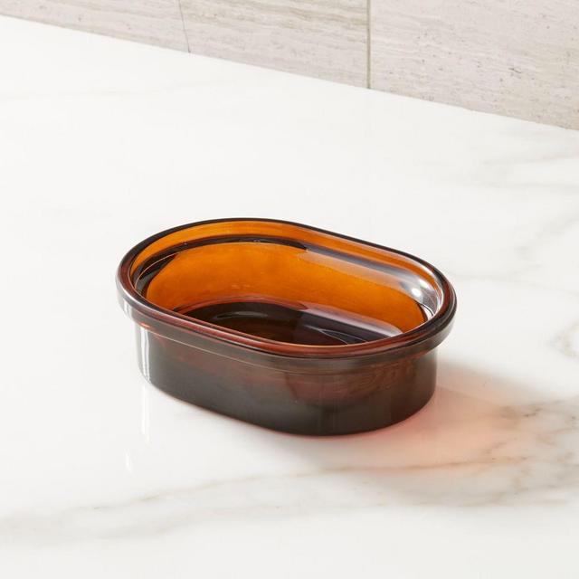 Apothecary Glass Soap Dish, Amber
