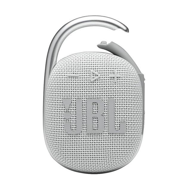 JBL Clip 4, White - Portable Bluetooth 5.1 Speaker - Up to 10 Hours of Play - Waterproof & Dust Resistant - Includes Noise & Echo-Canceling Speakerphone