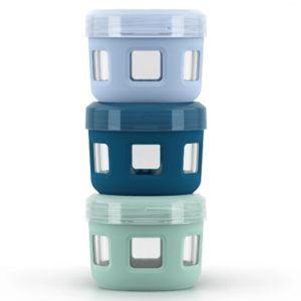 Ello Duraglass Reusable Glass Containers 4 oz, Set of 3