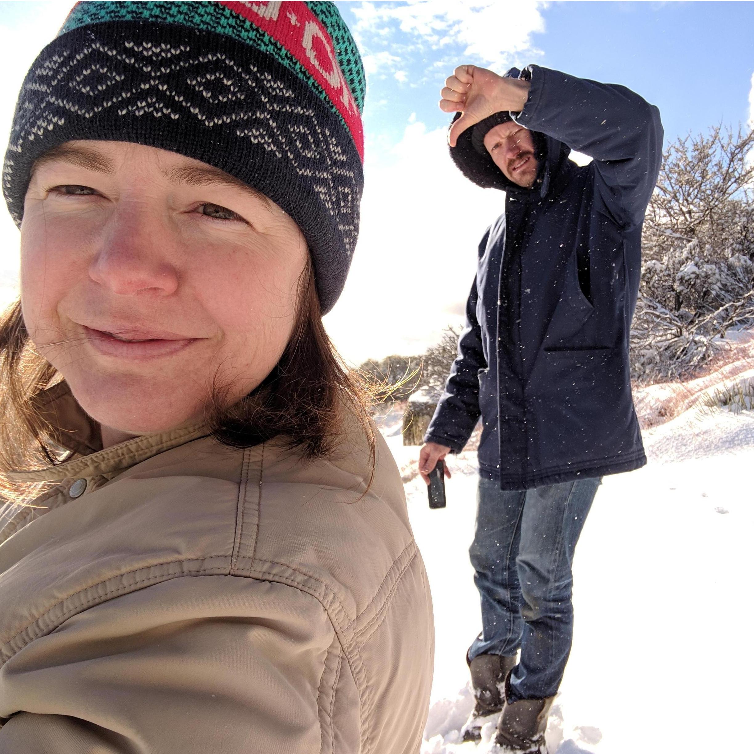 Exploring at our Piute Mountain house during the first big snowfall - we got trapped there!