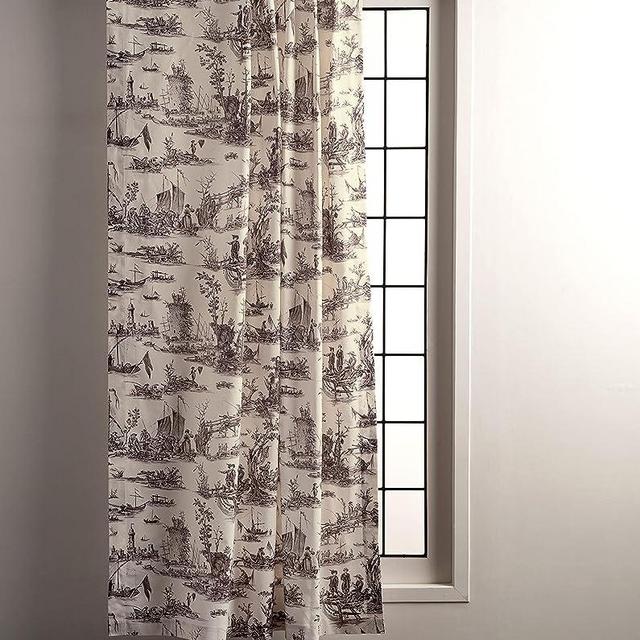 Maison d' Hermine Curtains 100% Cotton (50"x96") One Panel Easy Hanging with a Rod Pocket & Loop, for Kitchen, Offices Drapes, Tailored, Living Room, Bathroom, Calais - Charcoal - Spring/Summer