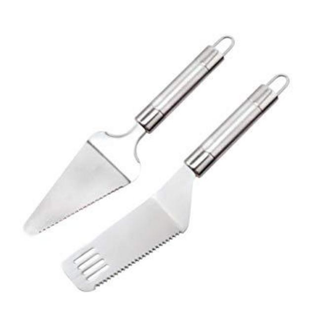 11" Stainless Steel Cut and Serve Set Includes Serrated Spatula and Pie Server