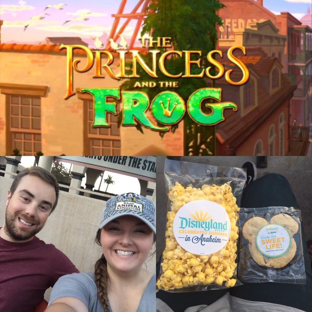Watching "The Princess and the Frog" under the stars at Disney's Movie Night at the Anaheim community park [2017]