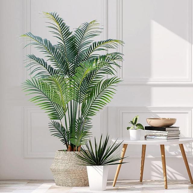 Ypeidn Artificial Tropical Palm Plant 5 Ft Artificial Tree with Plastic Pot for Office and Home Decor, Tall Faux Palm Plant for Indoors and Outdoors, Artificial Silk Palm Housewarming Gift,K150