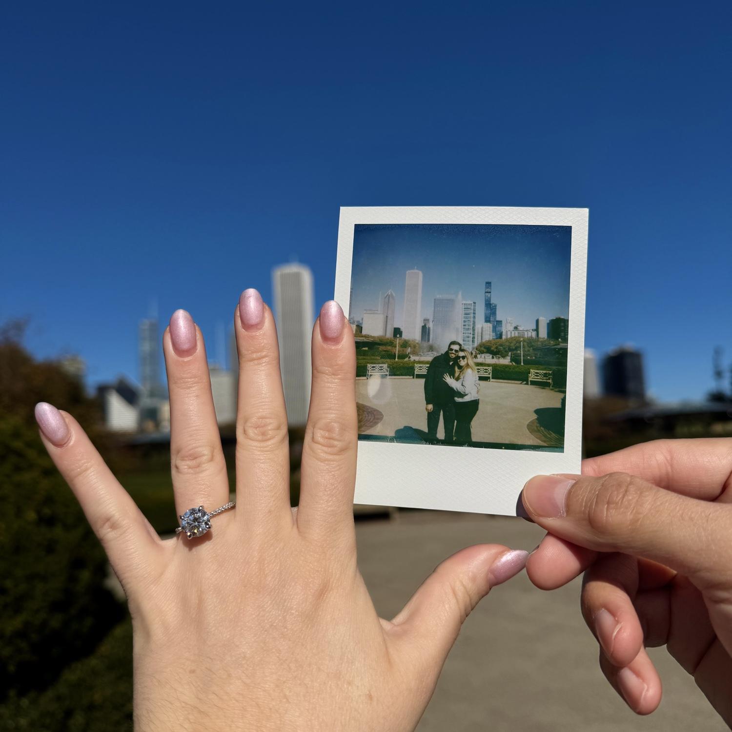 A person walking by offered to take our photo with his polaroid camera! Chicago, October 2024