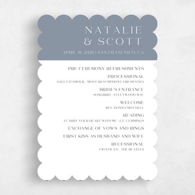 Blue Scalloped Wedding Program - Taos