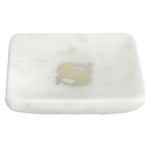 White Marbled Monogram Trinket Tray