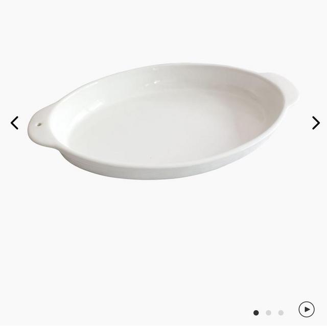 Nora Fleming Pinstripes Border Oval Ceramic Baker Dish