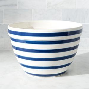 Large Navy and White Striped Mixing Bowl