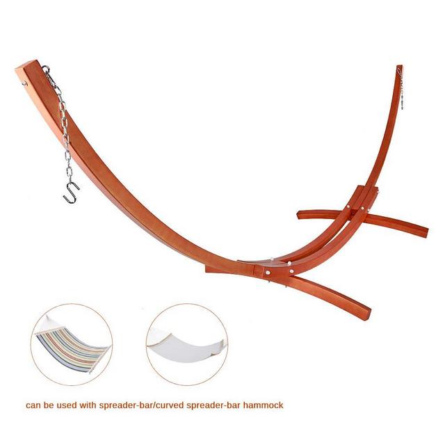 ONCLOUD 14 ft Wood Hammock Stand Only Heavy Duty Russian Pine Hardwood Arc Frame Hammock Stands with Chains and Hooks, 400 lb Capacity