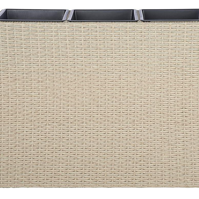 SAFAVIEH Outdoor Patio Furniture Collection Rita Beige Wicker 3-Tier Plant Stand Flower Rack, Outdoor Garden Planter Shelf (PAT7705B)