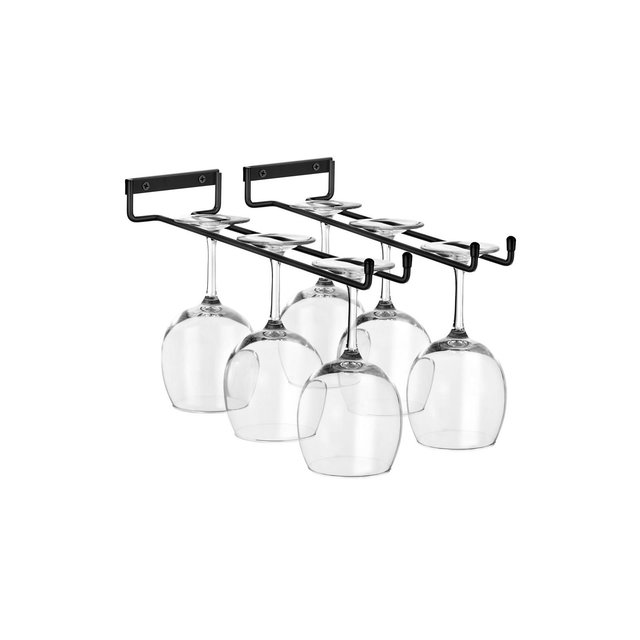 Sorbus 2 Pack 12 Inch Wall Mounted Wine Glass Racks for Under Cabinet - for Home Bar Holds Up to 4 Glasses Each